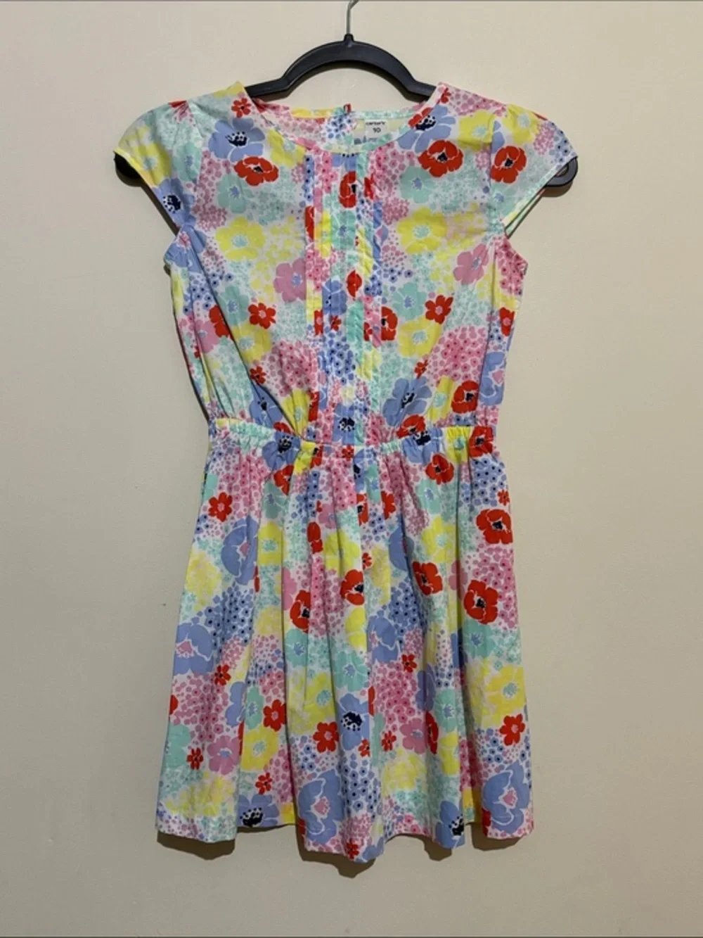 Carter's Floral Cap-Sleeve Cotton Dress - Red, Yellow, Blue, Pink